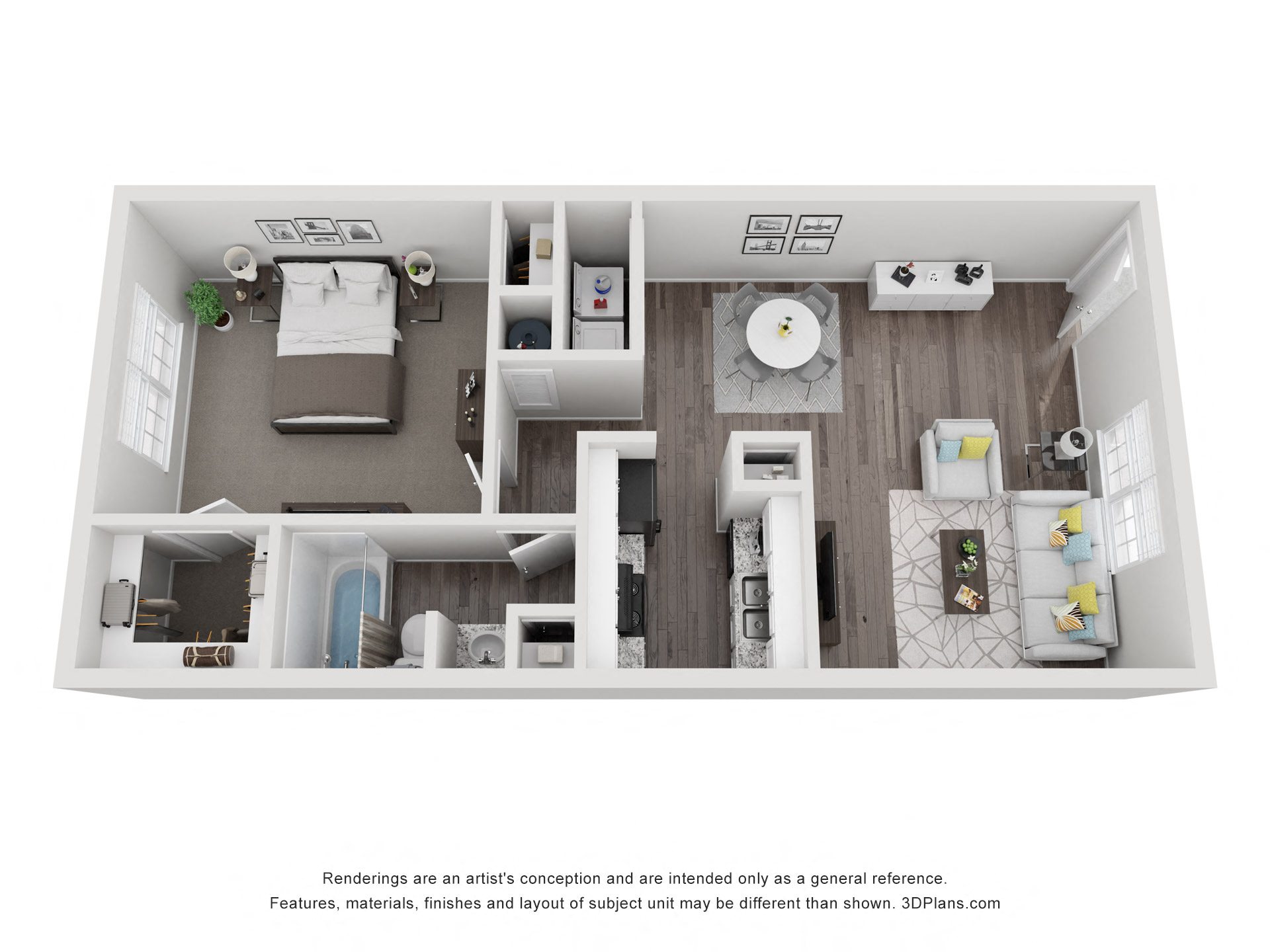 Floor plan layout diagram for 1x1 D TC 60 Select